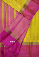 Arani semi silk saree with weaving buttas - Yellow