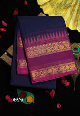 Korvai silk cotton with Rettapet border Blue