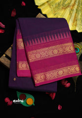 Korvai silk cotton with Rettapet border Purple