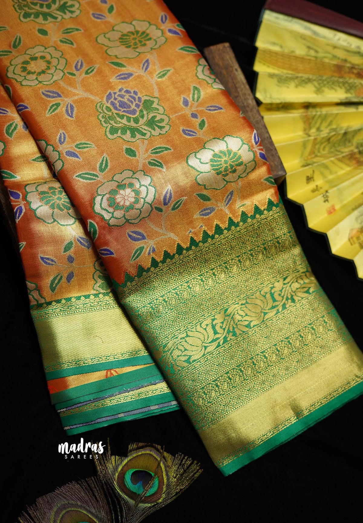 Kanchi Tissue Silk Saree With Floral Meenakari Motifs