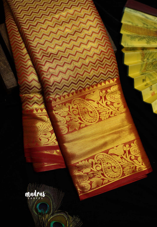 Kanchi semi silk with zigzag design