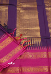 Korvai silk cotton with Rettapet border Purple