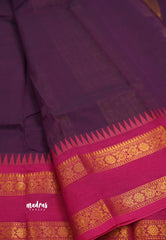 Korvai silk cotton with Rettapet border Purple