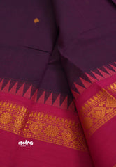 Korvai silk cotton with Rettapet border Purple