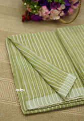 Stripes khadi linen saree Green