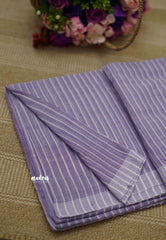 Stripes khadi linen saree lavender