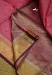 Semi raw silk Dual shade border pink