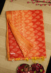 Chanderi Silk Cotton Orange with peach