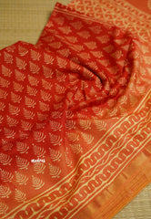 Chanderi Silk Cotton Orange with peach