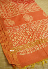 Chanderi Silk Cotton Orange with peach