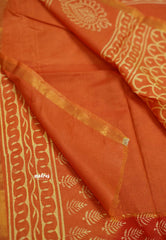 Chanderi Silk Cotton Orange with peach