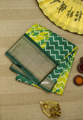 Gradient printed silk with zigzag prints green