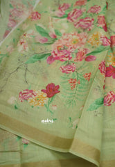 Alia bhatt silk linen saree apple green