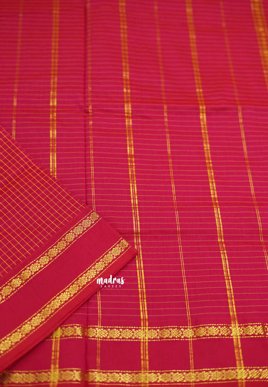 Vintage Gadwal silkcotton Reddish pink