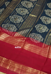 Chiffon saree with foil stripes prints indigo blue