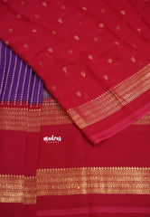 Chiffon saree with foil stripes prints purple