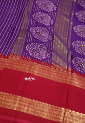 Chiffon saree with foil stripes prints purple