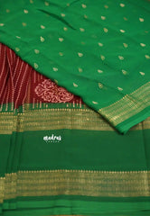 Chiffon saree with foil stripes prints Maroon