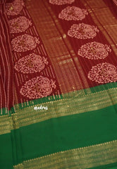 Chiffon saree with foil stripes prints Maroon