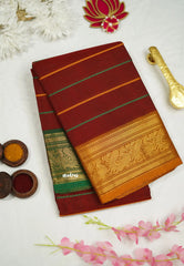 Fusion chettinad cotton Horizontal lines Maroon Ganga Jamuna Border