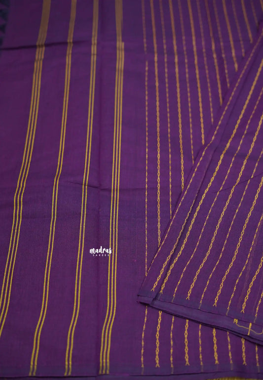 Karthigai silk cotton workwear with blouse Eggplant color