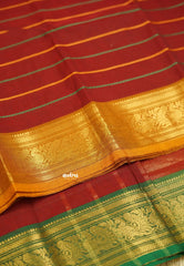 Fusion chettinad cotton Horizontal lines Maroon Ganga Jamuna Border