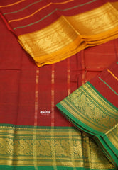 Fusion chettinad cotton Horizontal lines Maroon Ganga Jamuna Border