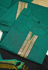 Ghilli Trisha dhanalakshmi South cotton handloom 3 piece kurti set teal blue