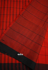 Andrea - Khadi cotton Red checks black border