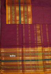 Narayanpet cotton Rudraksham big border with checks body magenta color