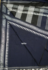 Paavai khadi small border Dark Blue