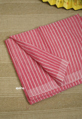 Stripes khadi linen Flamingo Pink - VJ Ramya saree