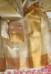 Organza Tissue silk Antiqe silver gold color