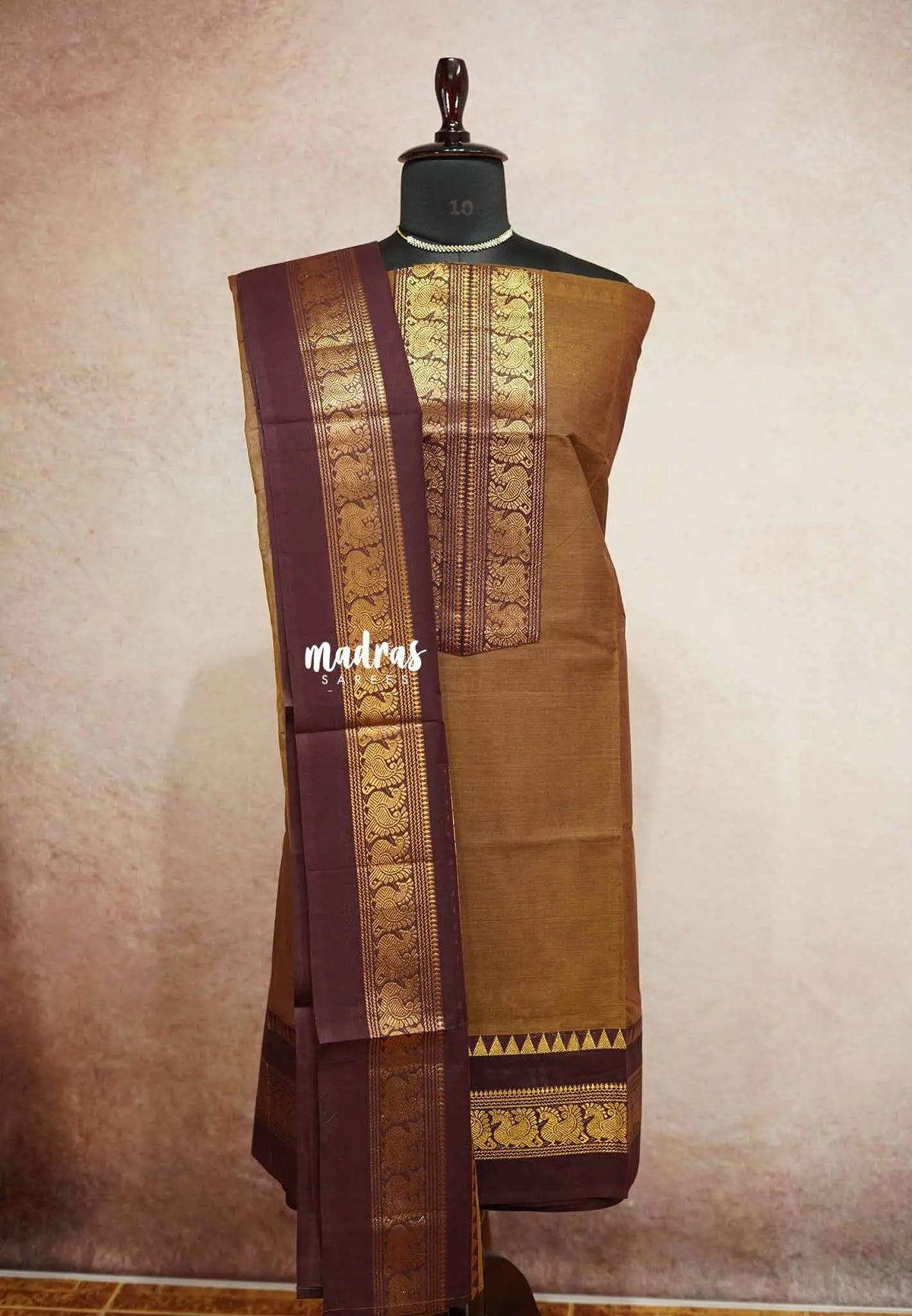 Brown - (ONLY TOP AND DUPATTA) Classic kanchi cotton salwar suit