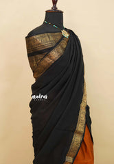 Brownish Orange with Black - Karthigai Silk Cotton Pavadai Thavani / Half saree Set - Unstitched - Devasena