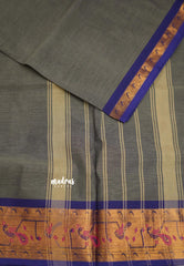 Devayani Grey silk cotton -  Rich weaving Paithani border