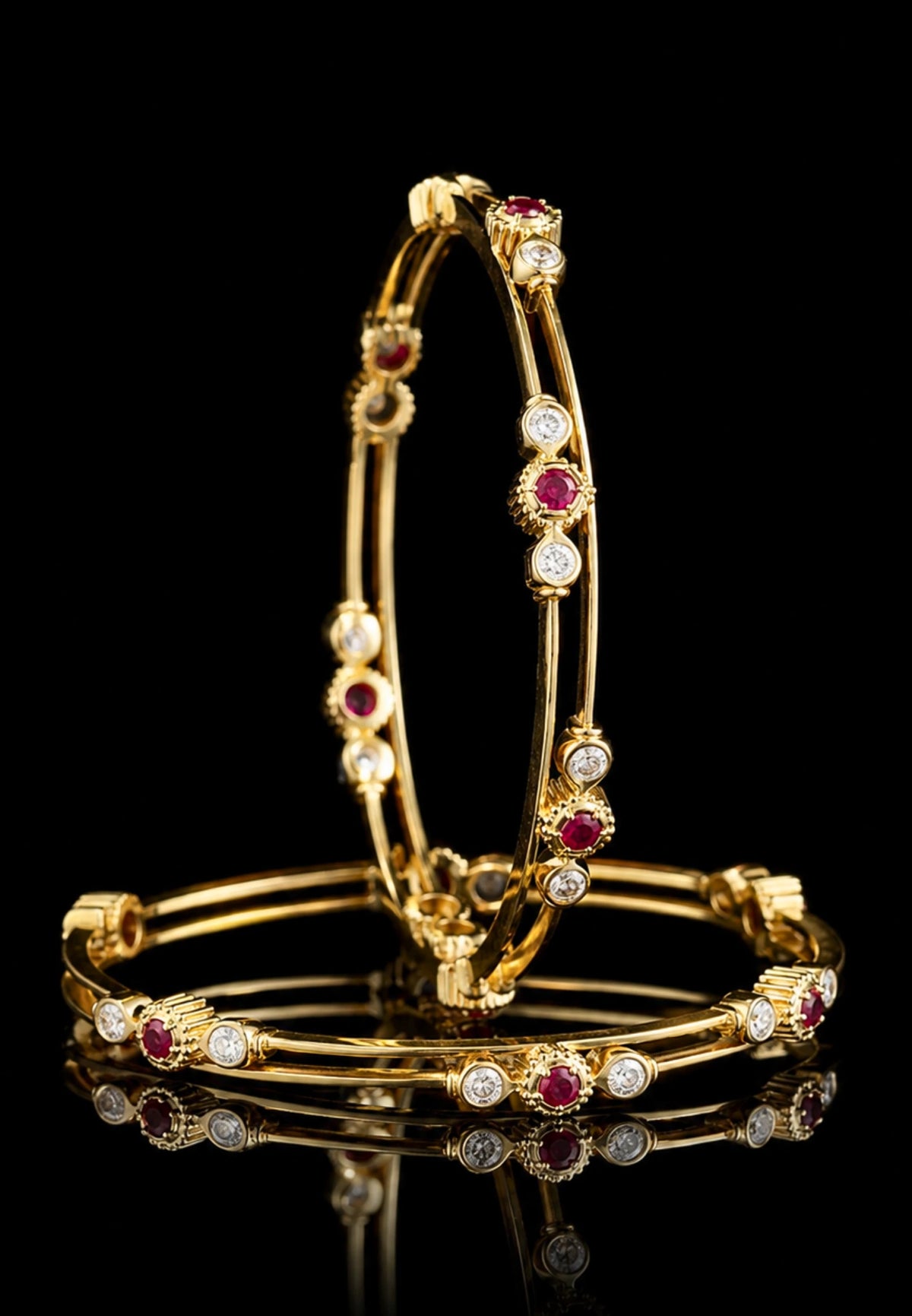 Moksha - Pure Silver Diamond Bangle with Real Gold Finish | Designer Women's Bangle