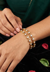 Moksha - Pure Silver Diamond Bangle with Real Gold Finish Traditional Design | Designer Women's Bangle