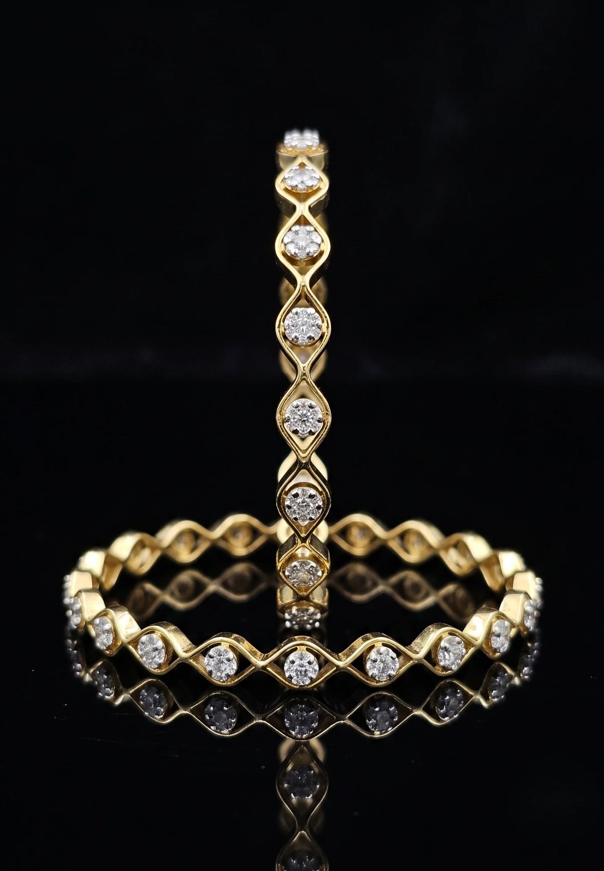 Moksha - Pure Silver Diamond Bangle with Real Gold Finish Traditional Design | Designer Women's Bangle