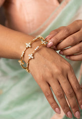 Moksha - Pure Silver Diamond Bangle with Real Gold Finish Trendy Design | Designer Women's Bangle