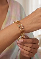 Moksha - Pure Silver Diamond Bangle with Real Gold Finish | Designer Women's Bangle