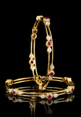 Moksha - Pure Silver Diamond Bangle with Real Gold Finish | Designer Women's Bangle