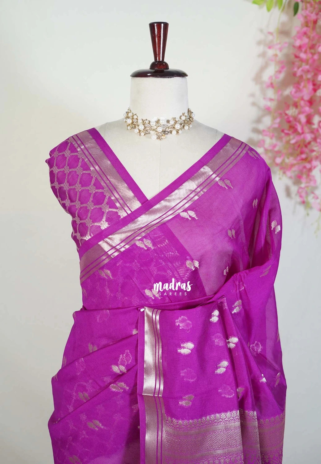Magenta Glow - Durga - Banarasi Soft Katan Silk with Zari Weaving Border and Buttas - Perfect for Wedding Functions