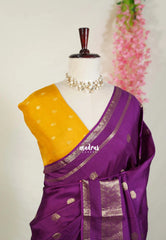 Wine Purple - Durga - Banarasi Premium Viscose Silk with Peacock Border and Buttas - Best for Wedding Functions
