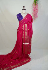 Queen's Pink - Durga - Banarasi Premium Viscose Silk with Peacock Border and Buttas - Best for Wedding Functions