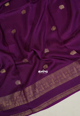 Wine Purple - Durga - Banarasi Premium Viscose Silk with Peacock Border and Buttas - Best for Wedding Functions