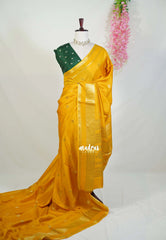 Turmeric Yellow - Durga - Banarasi Premium Viscose Silk with Traditinal Border and Buttas - Best for Wedding Functions