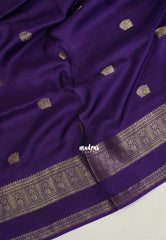 Royal Purple - Durga - Banarasi Premium Viscose Silk with Peacock Border and Buttas - Best for Wedding Functions