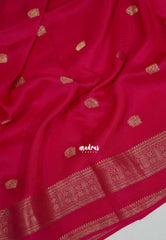 Queen's Pink - Durga - Banarasi Premium Viscose Silk with Peacock Border and Buttas - Best for Wedding Functions