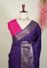 Jamun Purple - Durga - Banarasi Premium Viscose Silk Vairaoosi Weaving with Traditional Ambari Yanai Border- Best for Wedding Functions